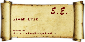 Sivák Erik névjegykártya